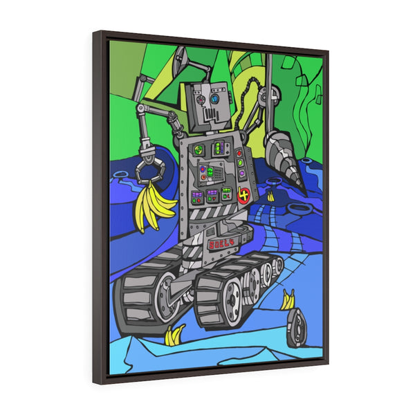 Robot Banana Driller - Framed Canvas Print