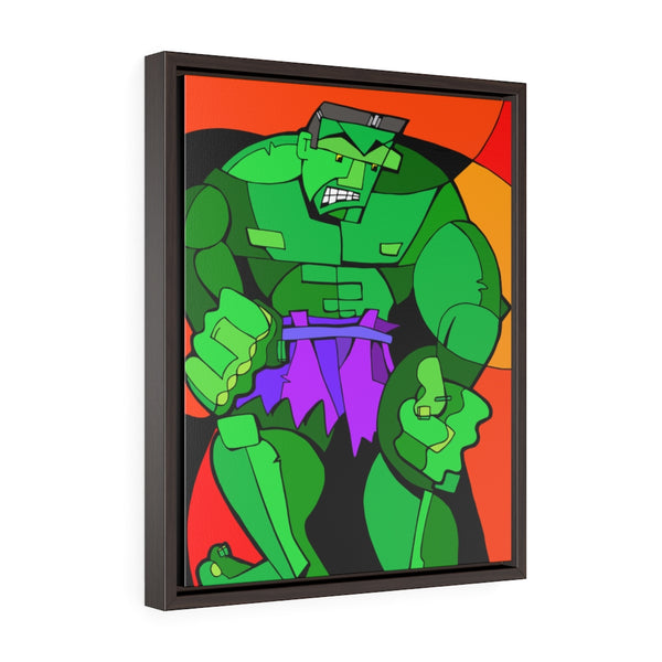 Green Monster Man - Framed Canvas Print