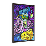 Skelvis loved cheese - Framed Canvas Print