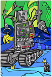 Robot Banana Driller - Metal Print